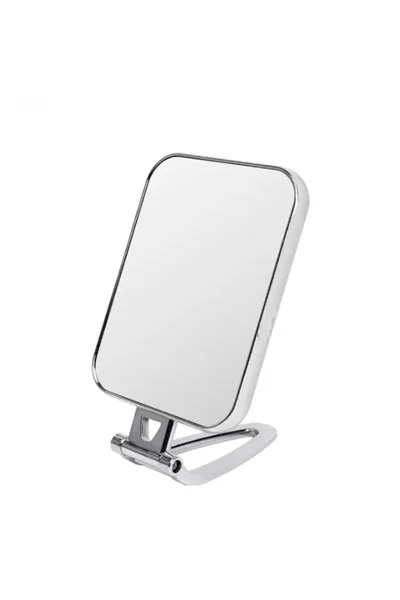 مرآة مكياج مزدوجة الوجه للمنضدة بقاعدة كروم مرآة مكتبية مرآة يدوية