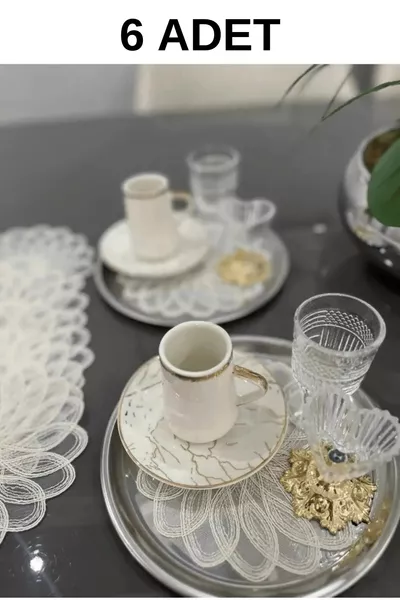 6'lı Flora Model Dekoratif Güpürlü Kahve Kokteyl Sunum Peçetesi