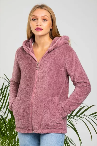 Damen Dried Rose Fleece Cardigan mit Reißverschluss
