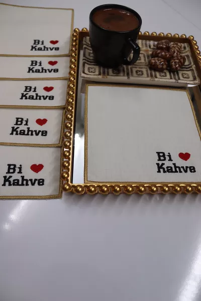 6 броя салфетки Bi'Kahve за сервиране, салфетки за кафе и коктейли