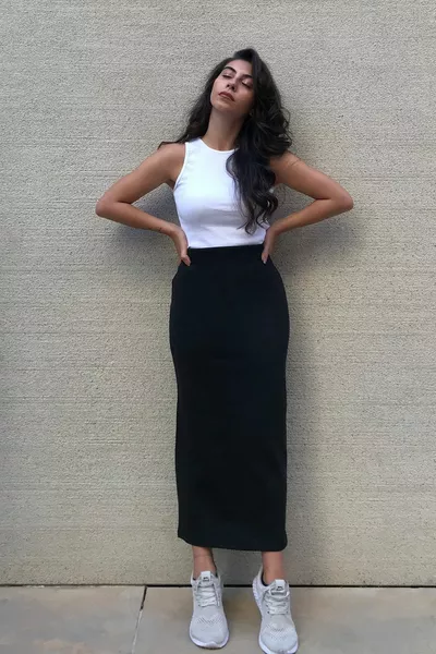 Schwarzer Lycra-Bleistiftrock für Damen