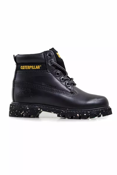 Cat  E كولورادو أحذية جلدية سوداء للأطفال مقاومة للماء