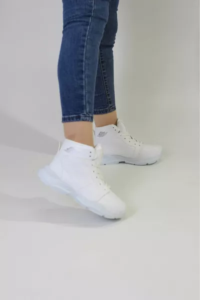 للجنسين تشغيل الكاحل عارضة أحذية رياضية بيضاء