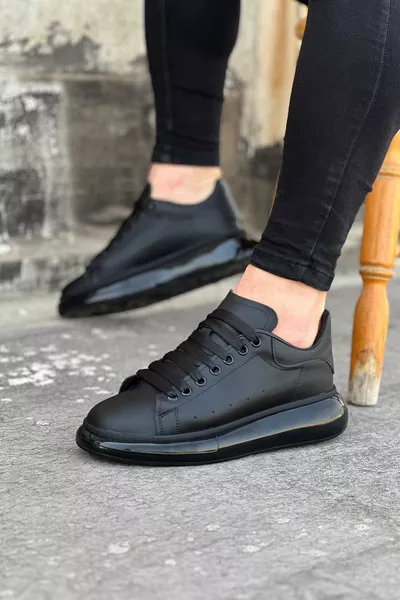  الدانتيل متابعة العظام وحيد الرجال أحذية رياضية عارضة ST الأسود