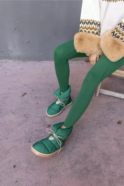 ميلينا أحذية نسائية من قماش بارسوت الأخضر