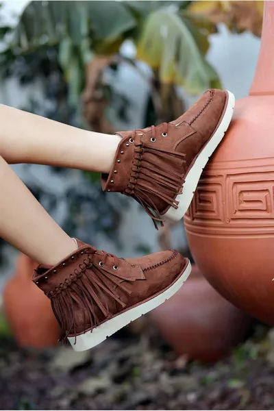 Трула Тан Замшевые Сапоги на Шнуровке