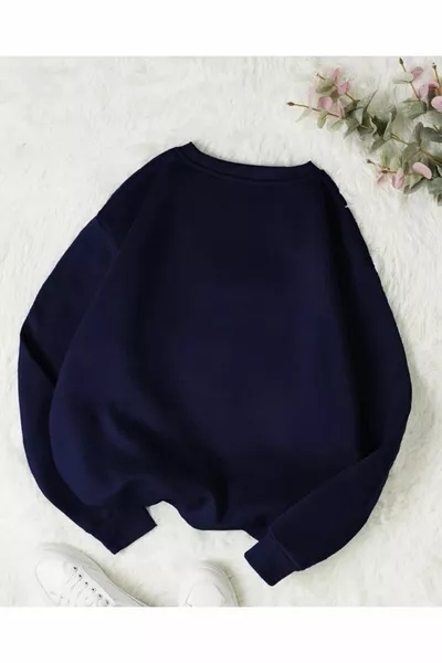 Унисекс тъмносин суитшърт с щампа Bronklyn