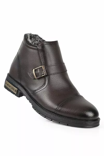 Cold Weather Resistant Brown Men's Boots with Fur Inside Boots