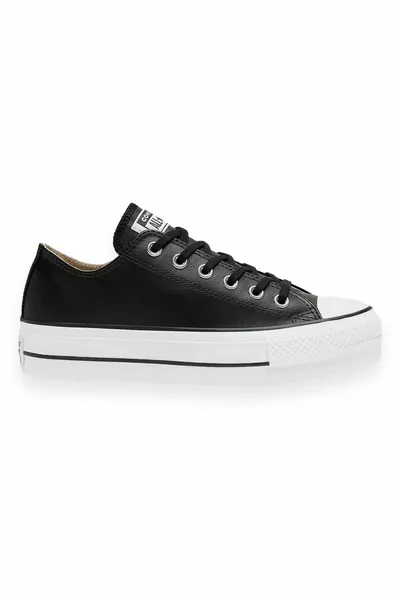 C Chucktaylor كل ستار الجلود بلات أسود وأبيض أحذية للجنسين