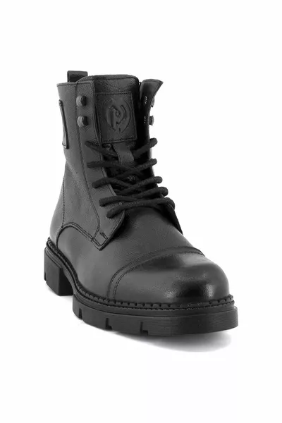 Mp  الرجال الأسود جلد طبيعي سستة عارضة دافئة بطانة البريدية نصف الأحذية أحذية الشتاء