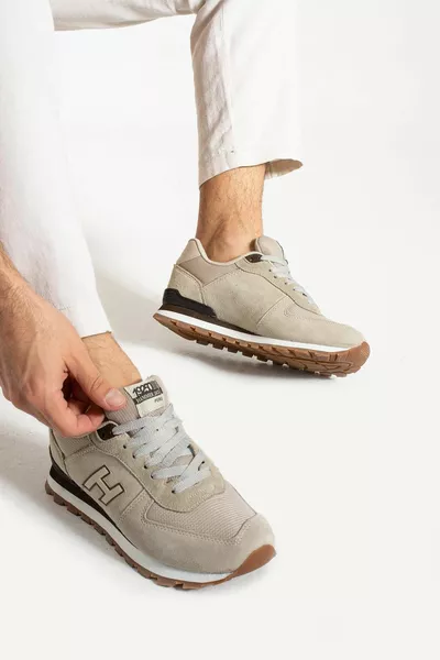 حذاء رياضي جلد طبيعي بيج عقل براون للجنسين أحذية رياضية عادية