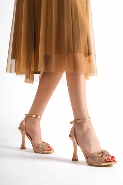 Nelson Copper Bow Stone Platform Hakken Avondjurk Schoenen