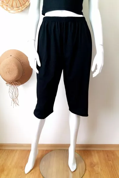 Unisex Schwarz 1. Hochwertige gekämmte Capri aus Lycra