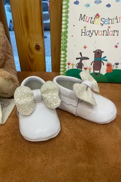 Adele Genuine Leather Baby Loafers White