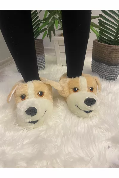 Panduf Unisex Dog Figure Plush House Slippers
