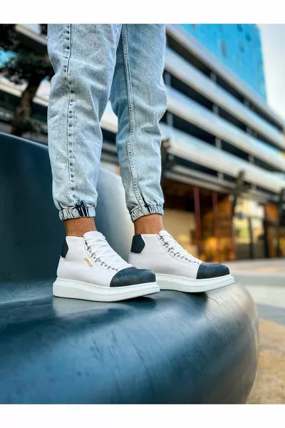  Roman Veterschoen Orthopedische Zool Casual Skin Heren Sport Postal Boots CBT Wit/Antraciet