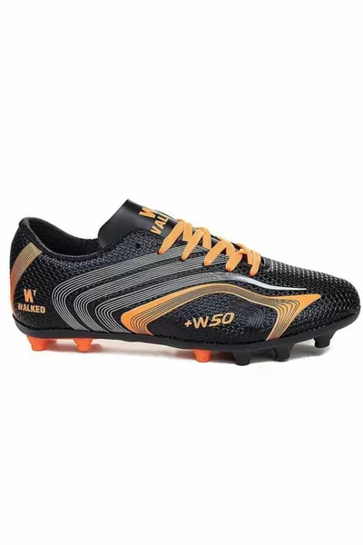  Men's Studded Football Boots Black Orange 