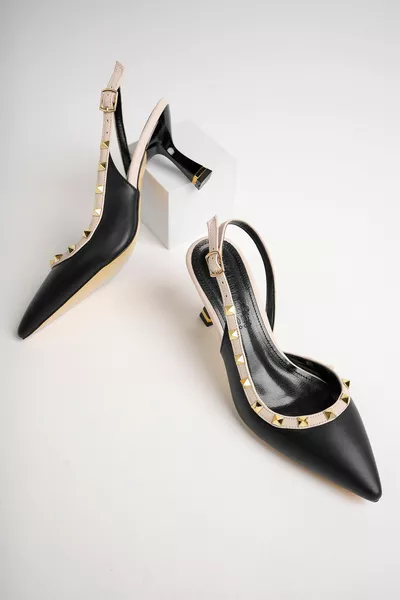 حذاء نسائي بكعب خنجر مدبب مفتوح الظهر (يوصى بمقاس المقاس الدقيق) 