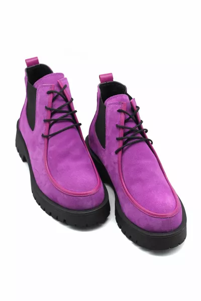 Purple Suede Casual Genuine Leather Elasticated Women's Boots