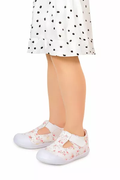 Karamazı Kids Flower Velcro Baby Girl First Step Panduf Shoes