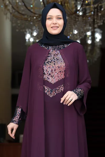 Delicate Hijab Avondjurk Paars