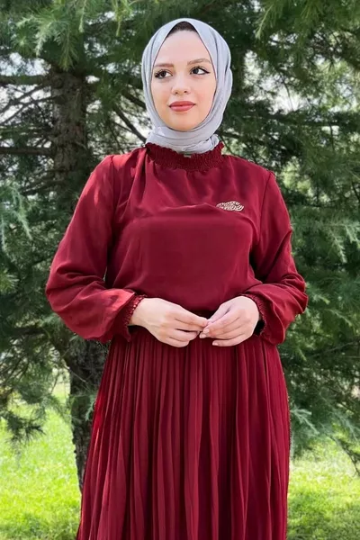 Pleated Chiffon Evening Dresses Burgundy