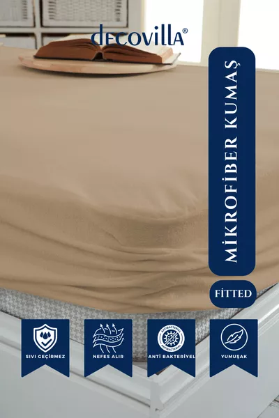 Micro Gevoerde Volledige Rand Waterdichte Matrasbeschermer Hoeslaken Zandbeige