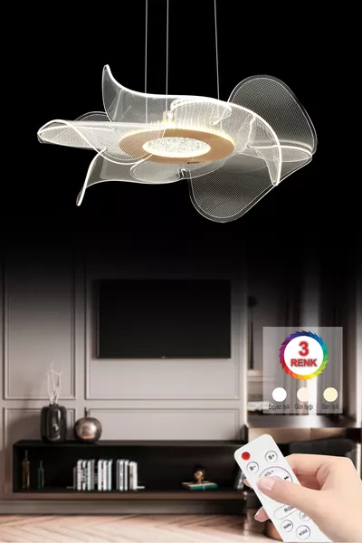 إسطنبول ثريا نرجس فاخرة بإضاءة LED ذهبية مع جهاز تحكم، ثلاث ألوان، ثريا LED حديثة