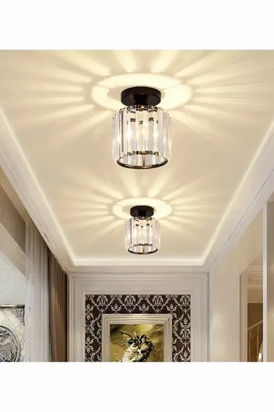 Luxe moderne plafondlamp met kristallen stenen voor keuken, woonkamer, gang, hal, woonkamerkroonluchter zwart