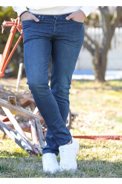 بنطال جينز رجالي ضيق من القطن مع ليكرا