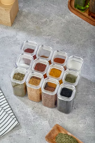 Набор баночек для специй с вакуумной крышкой - герметичная прокладка - акриловый контейнер с подарочной наклейкой