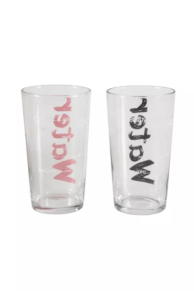 Water Glass 2-Piece Set  ml - Black & Pink