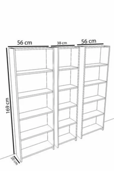 خزانة كتب واسعة 5 رفوف - جوز