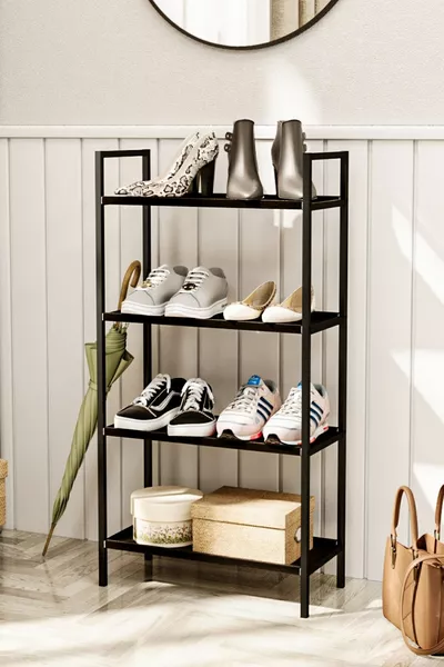Shoe Rack Metal Shoe Rack Wooden Shoe Rack Decorative 4-Tier Fabric Furniture Multi-Purpose Shelf