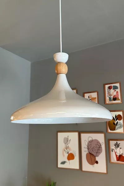 Бяла вътрешна бяла дървена шапка единична полилей стойка за хол кухня кафе бутикова лампа осветление полилеи