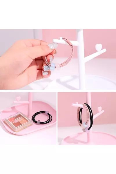 Miroir de maquillage de bureau avec oreilles de chat et porte-accessoires