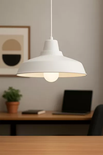 Lunora Metal Single White Pendant Chandelier Retro Model Modern Industrial Kitchen Hall Cafe Living Room Chandelier