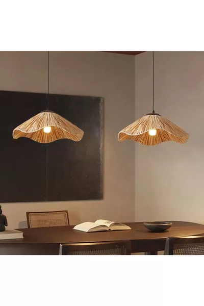 إضاءة ديكور المنزل ٢ قطعة رفيا، ثريا على طراز بوهيمي ريفي إسكندنافي