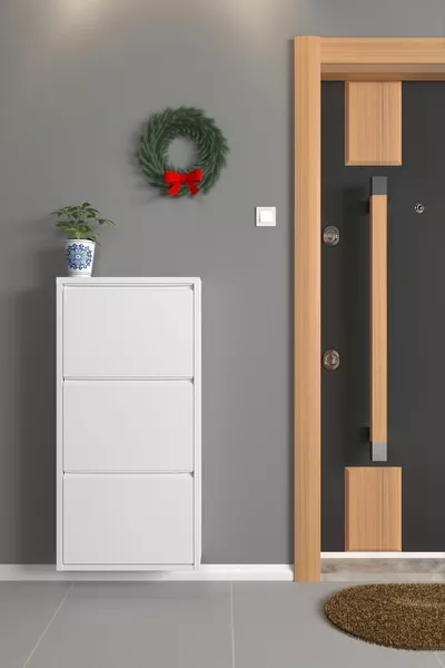 Трипластова метална поставка за обувки бяла