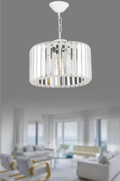 Lustre de luxe en cristal blanc avec pierres