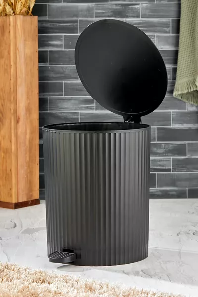 ESTE - Кош за боклук с кръгли педали - с капак на райе - за баня и кухня