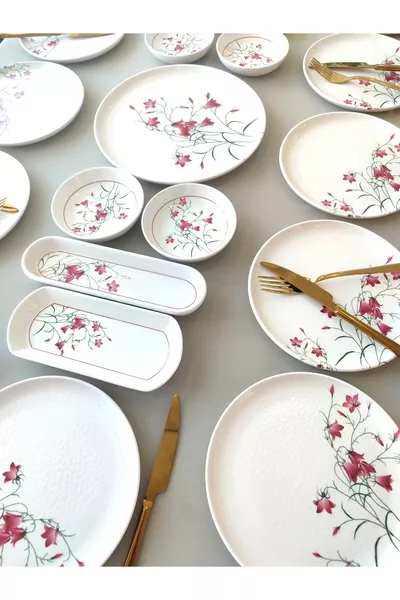 Fushia Çiğdem  Kişilik  Parça Kahvaltı Takımı