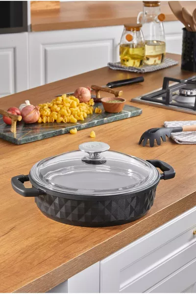 قدر ضغط زجاجي بمقاس  سم، أسود