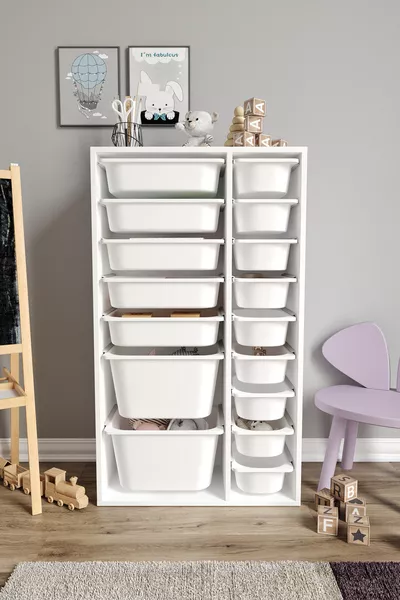 % MDF - XL Duo  Sepetli Oyuncak Dolabı