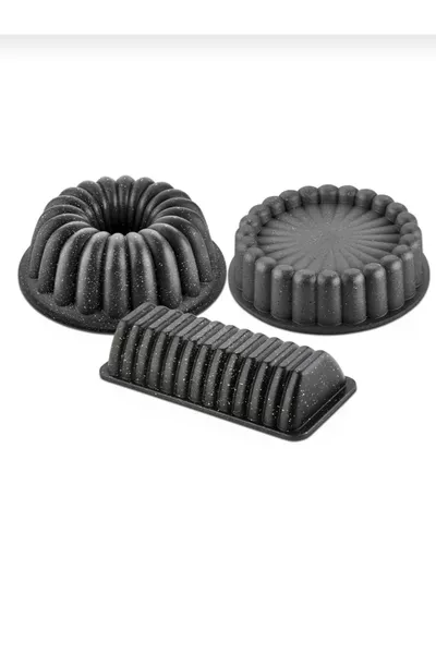 Комплект от 3 гранитни форми за тарт, мъфини и нарязан кейк