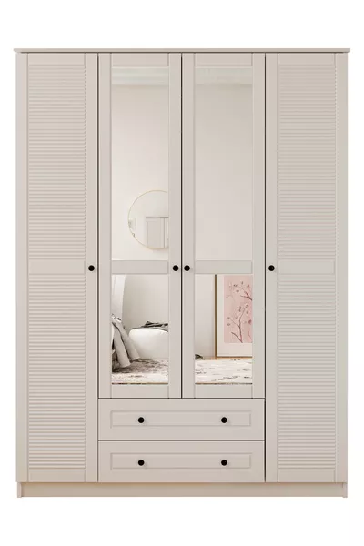 Armadio Diva Country 4 Ante con 2 Cassetti e Specchio