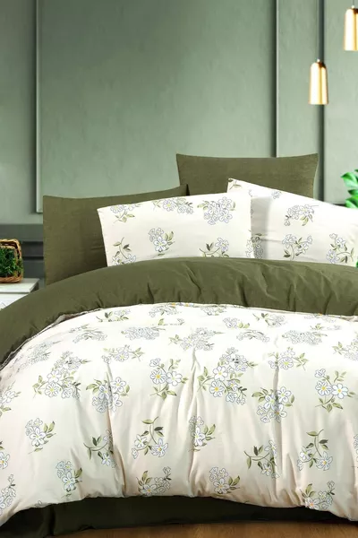 Piteya % Baumwoll-Bettwäsche-Set für Doppelbett mit Spannbettlaken