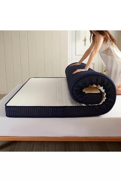 سرير أرضي فردي قابل للطي مع فرشة إسفنجية وغطاء مبطن عملي