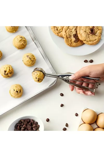 Лъжица за сервиране на сладки, халва и сладолед - 5 см, от неръждаема стомана