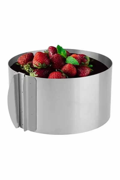 قالب كيك دائري من الستانلس ستيل قابل للتعديل - قالب كعك اسفنجي - حلقة قابلة للتعديل